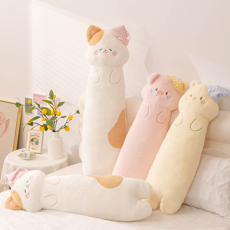 Cocinto lindo almohada larga para niñas dormir almohada de pierna para niños muñeca de tela regalo cama embarazada almohada de cabeza