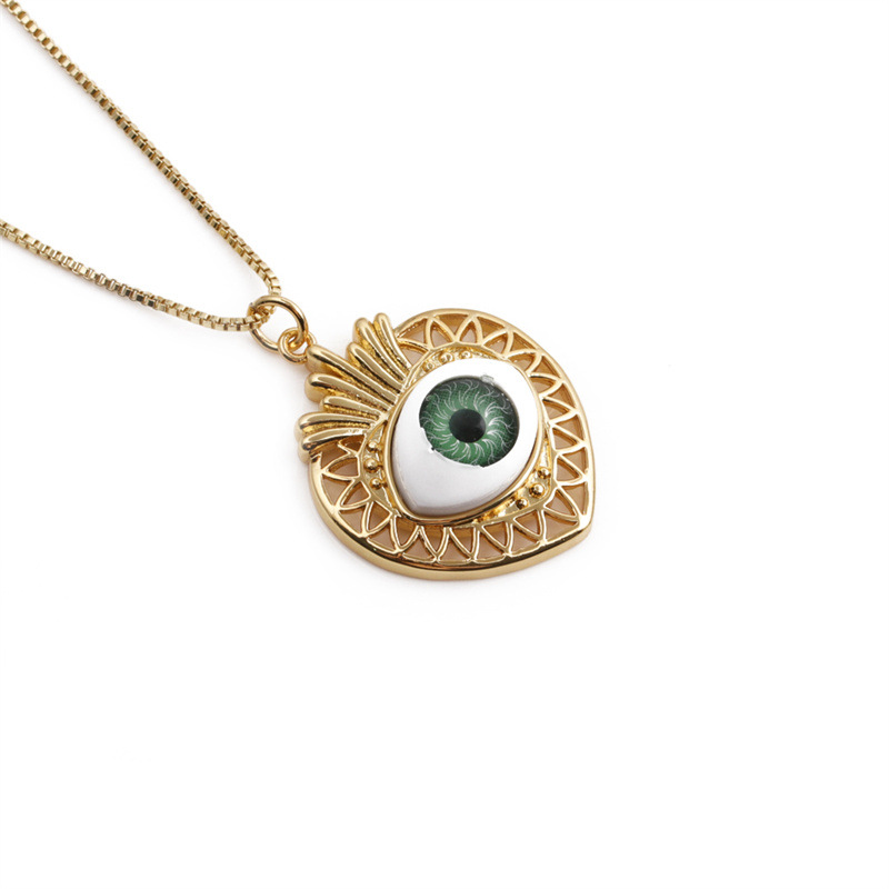 fashion hollow eye heart copper necklace wholesale nihaojewelry