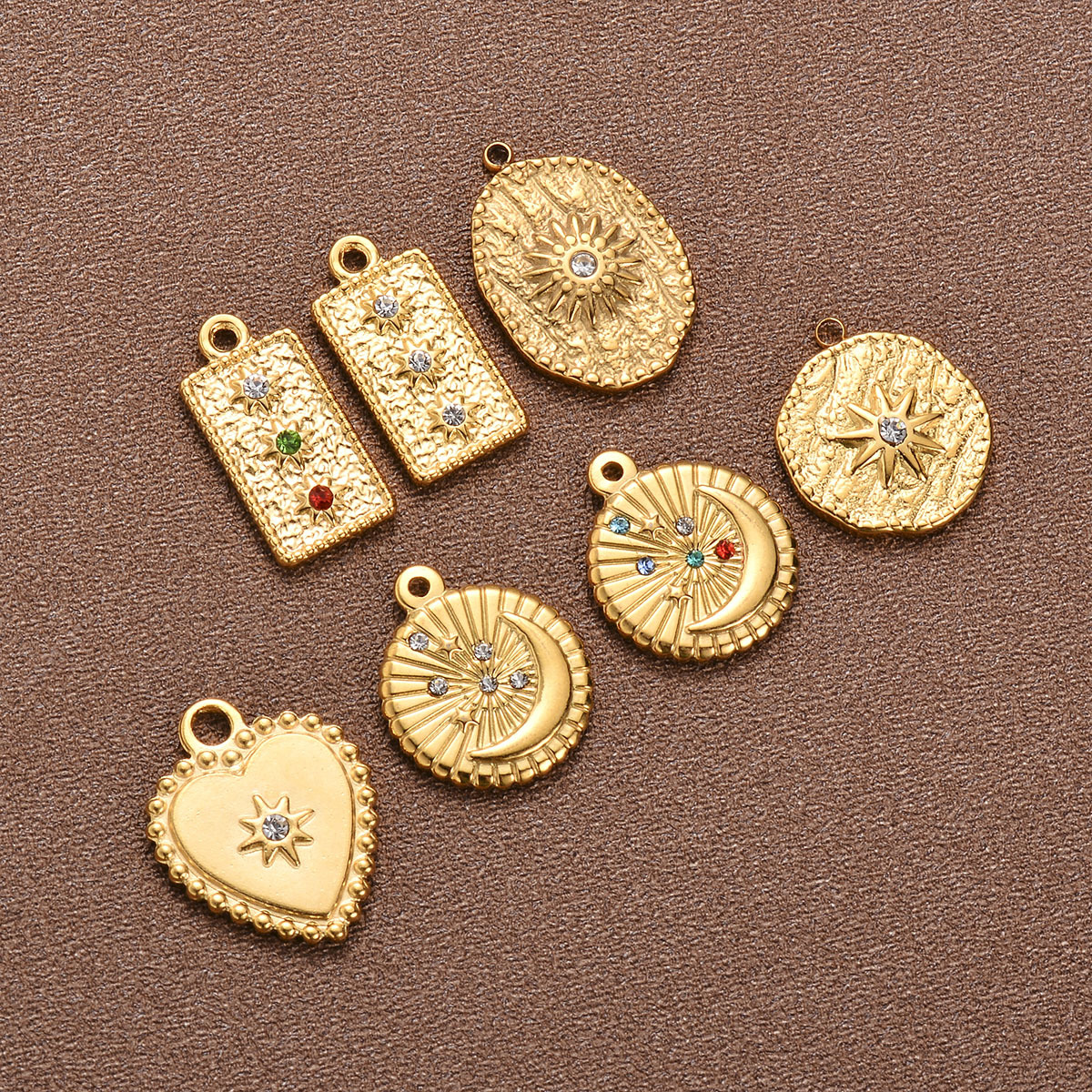 DIY Jewelry Accessories Classification 5 PCS/Package Quantity 304 Stainless Steel Material Star, Moon Pattern 5 PCS/Package 17 * 21mm 304 Stainless Steel Zircon Star Moon Pendant