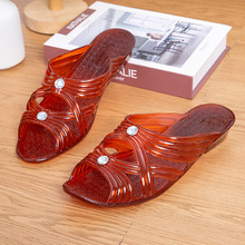 四季通用时尚简约平底PVC牛筋料一字拖 日常户外平底茶色女款凉拖