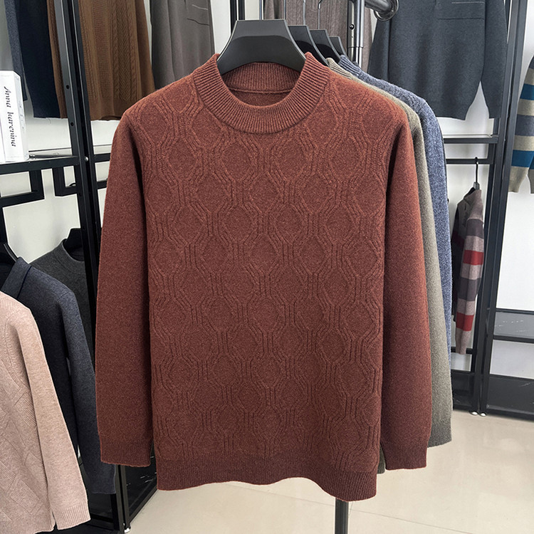 Otoño y invierno nuevo suéter de lana de hombre de cuello medio alto, suéter de estofón universal, calentamiento casual de punto, camisa de base interior