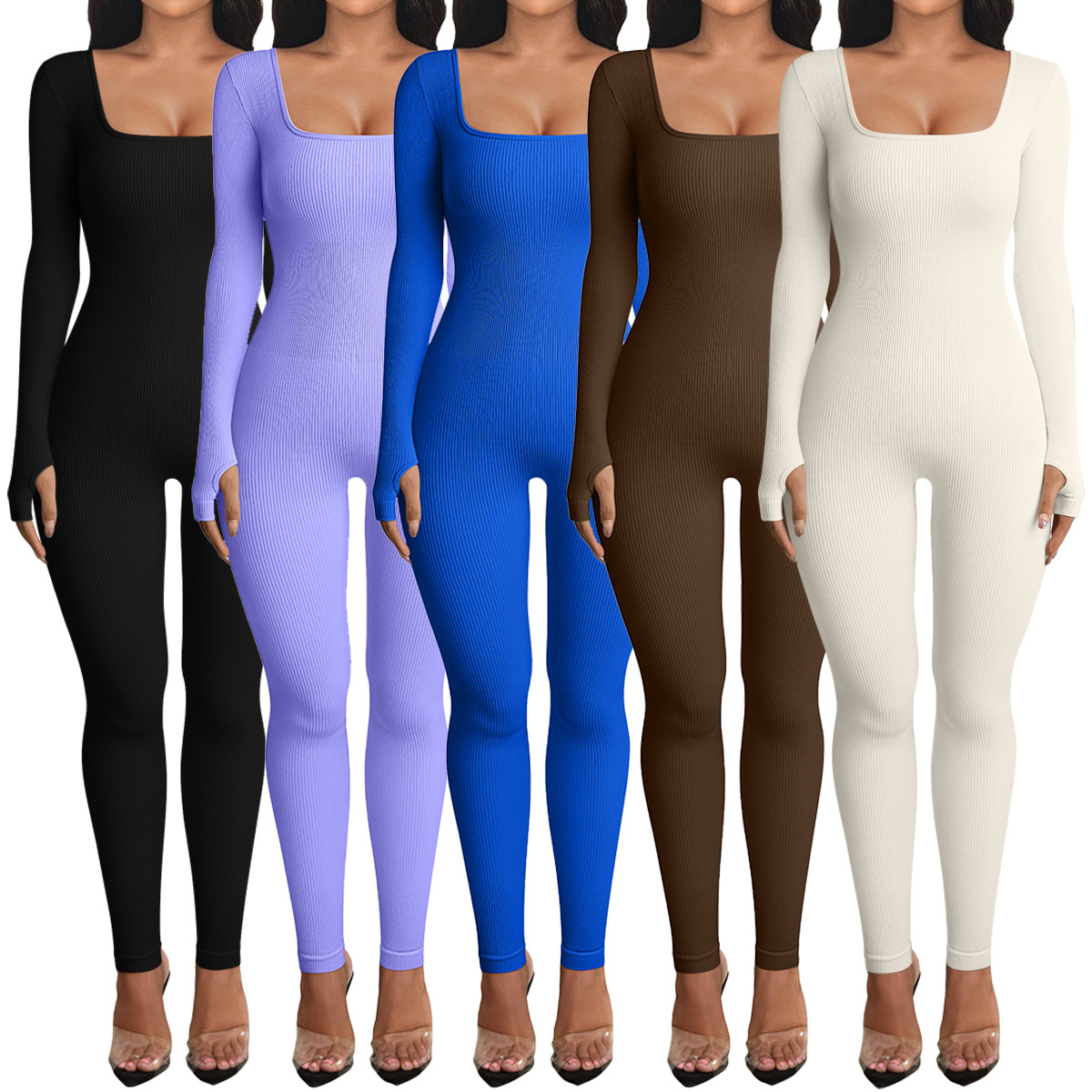 Plus Size Women's Sports Jumpsuit Seamless High Elasticity Yoga Fitness Butt-Lifting Long-Sleeved Jumpsuit