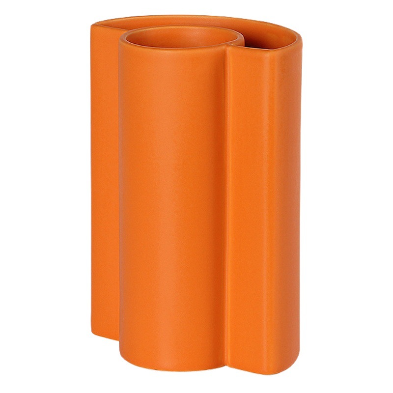 Nórdico moderno minimalista Morandi colorido florero de cerámica creativa geométrica Plaid decoración suave flor