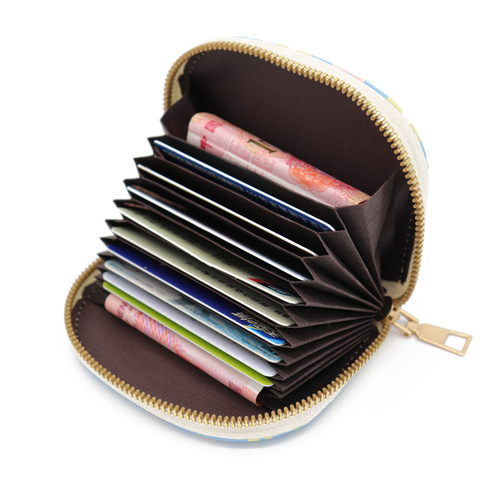 New Korean printed card holder with multiple card slots, large capacity card holder, cute small fresh coin purse, female credit card holder