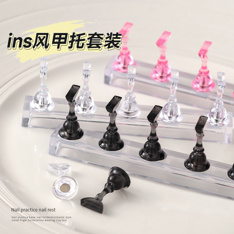 Nail Art Practice Base Set Acrylic Long Chess Piece Display Version Wearable Nail Board Tool Wholesale
