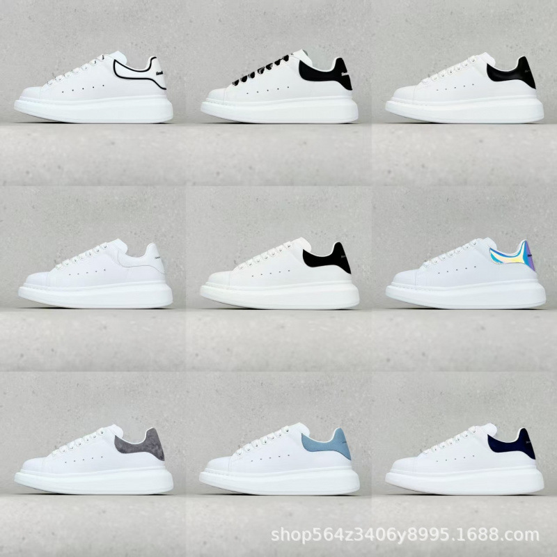 Putian Correct Version of Calfskin Men's and Women's Letter Graffiti Mcqueen Sneakers Alexander Couple Casual White Shoes