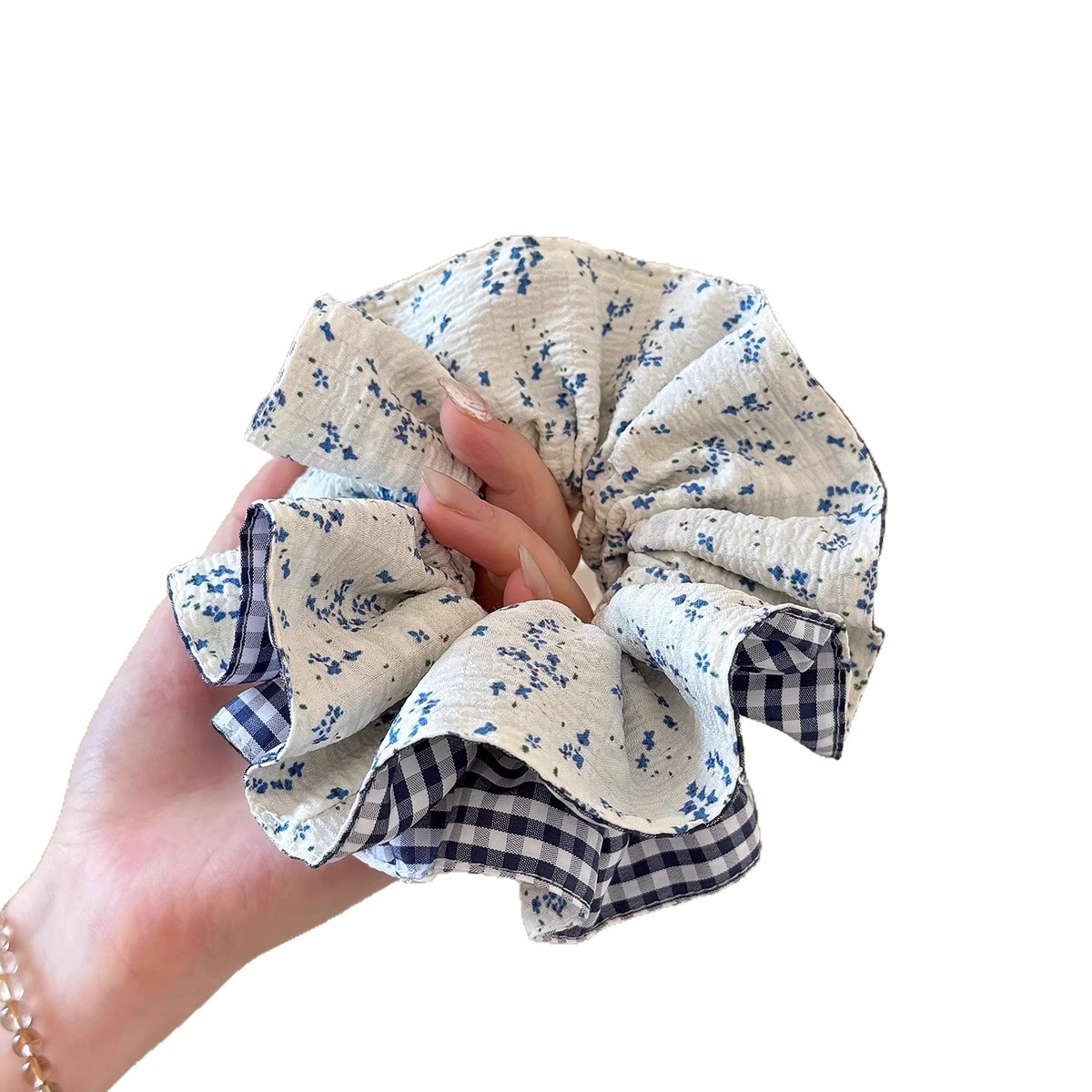 Corbata de pelo de intestino de lunares de crema grande coreana, gomas de goma de cola de caballo suaves para mujer, accesorios para el cabello de bola, accesorios para el cabello, cuerda para la cabeza