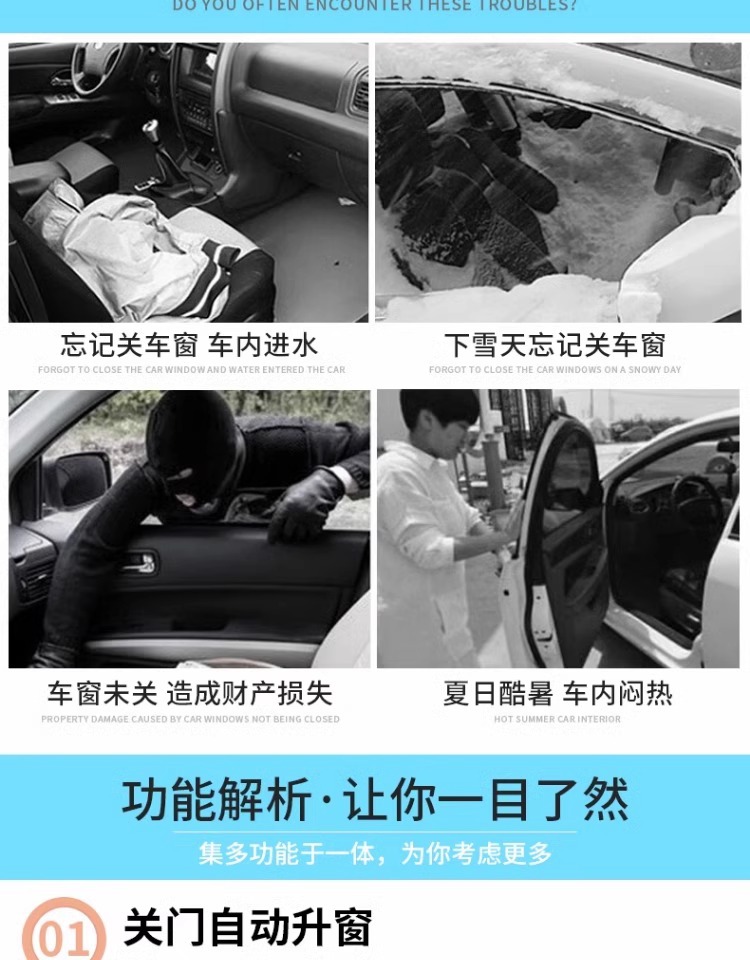 Suitable for BMW full-series OBD automatic window lifter 1 series 3 series 5 series/X1-X6 window closing device modification anti-pinch and convenient
