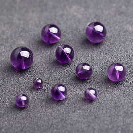 天然乌拉圭紫水晶散珠6~16mm通孔单珠隔珠多宝手串DIY编绳配饰