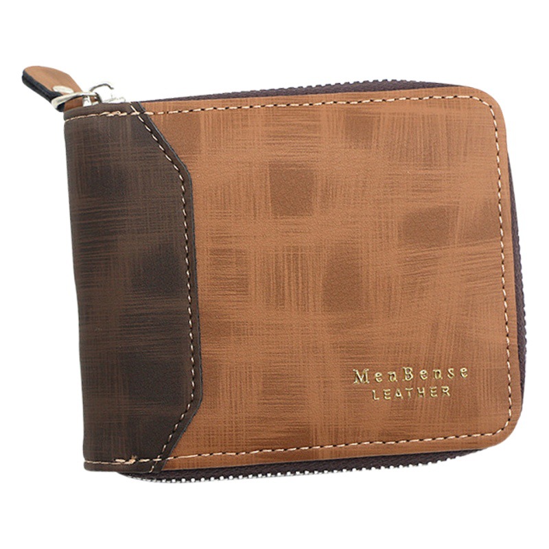 Nueva cartera de los hombres de la moda pu esmerilado de los hombres cartera corta cartera multi-tarjeta de la cremallera bolsa de suministro directo de fábrica