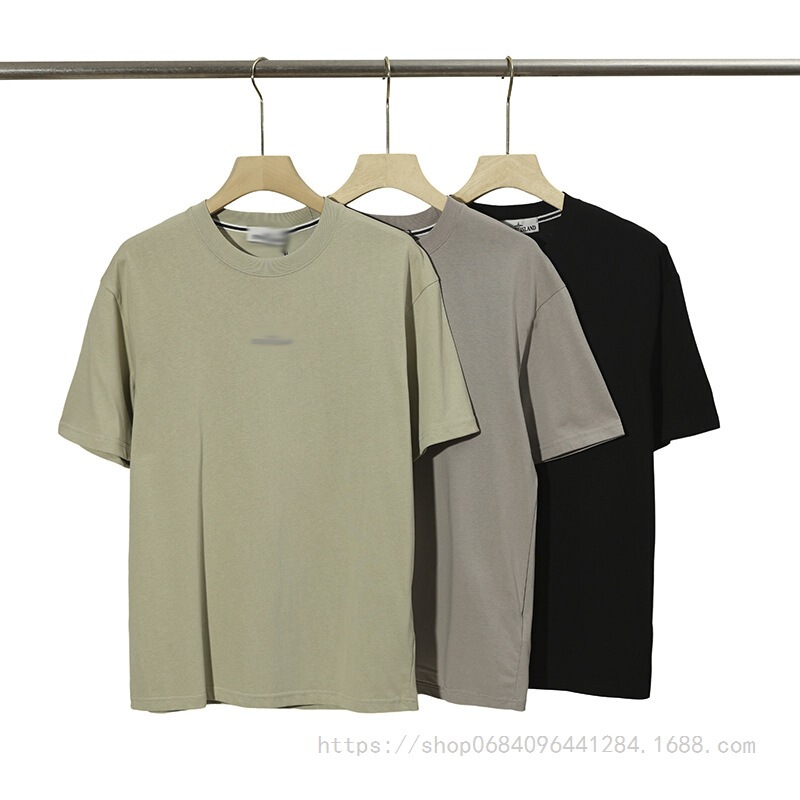 Cross-Border Trendy Brand Stone Letter Foam Compass Short-Sleeved Casual Loose Men's and Women's Couple T-Shirt Bottoming Shirt