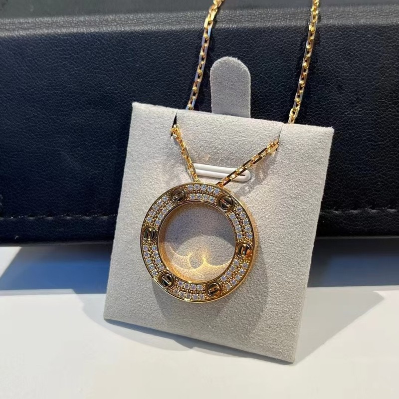 高バージョン Kajia LOVE シリーズネックレス厚メッキ 18K ダイヤモンドラウンドケーキラウンドネックレス ILOVE ペンダント鎖骨チェーン|undefined