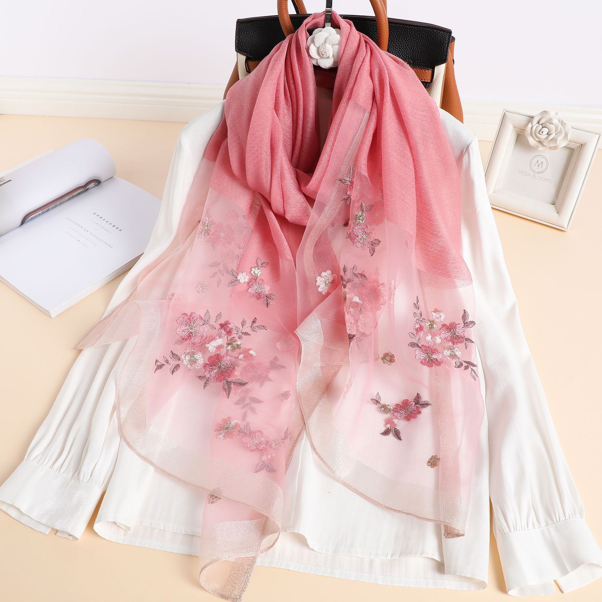 Fresh silk demi-season universal long scarf