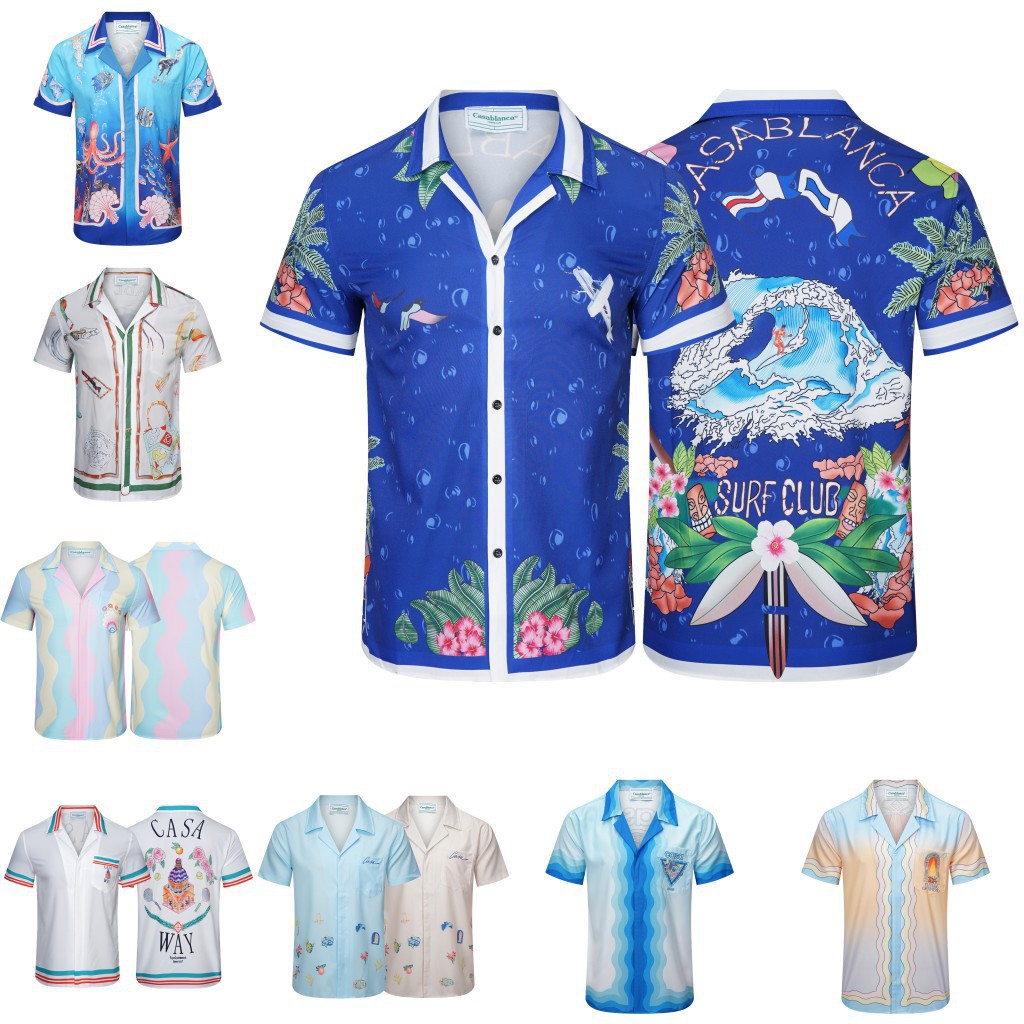 New summer CASA popular Casablanca digital jet printing men's fancy casual shirt breathable