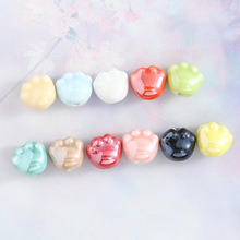 糖果色电镀熊掌陶瓷珠手串配饰直孔散珠半成品猫爪珠子diy配件