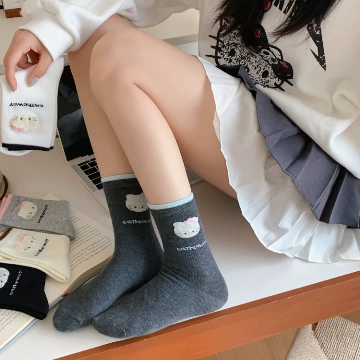 Милая хлопковая осенняя бархатная knee socks, средней длины, японские и корейские