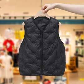 无痕压胶儿童90白鸭绒羽绒马甲背心2026中小童轻薄V领男女童内胆