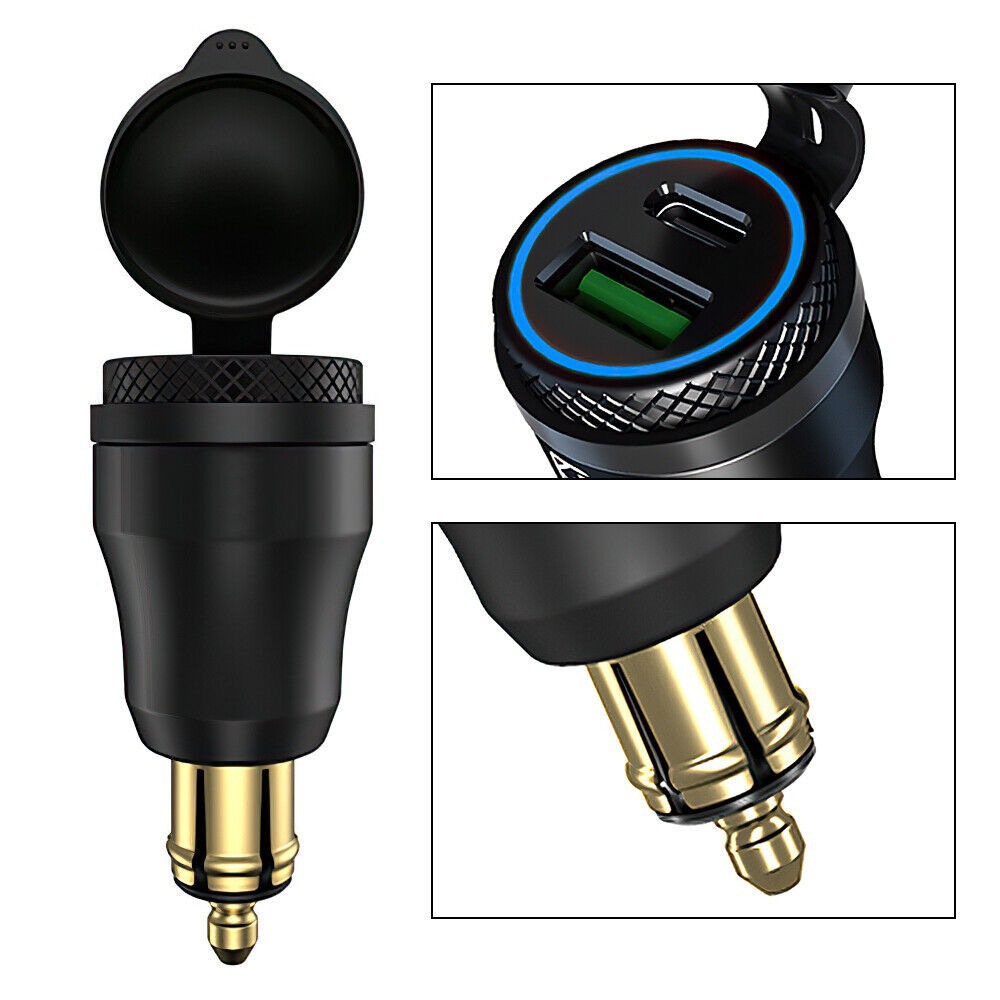 Motorcycle Small Diameter European Cigarette Lighter Mobile Phone USB Aluminum Alloy Charger Adapter Pd Super Fast Charging