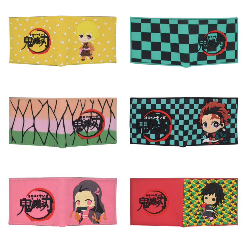 Cartoon Anime Demon Slayer: Kimetsu no Yaiba Teen Student Coin Purse Leather Wallet Nezuko Tanjiro Zenitsu