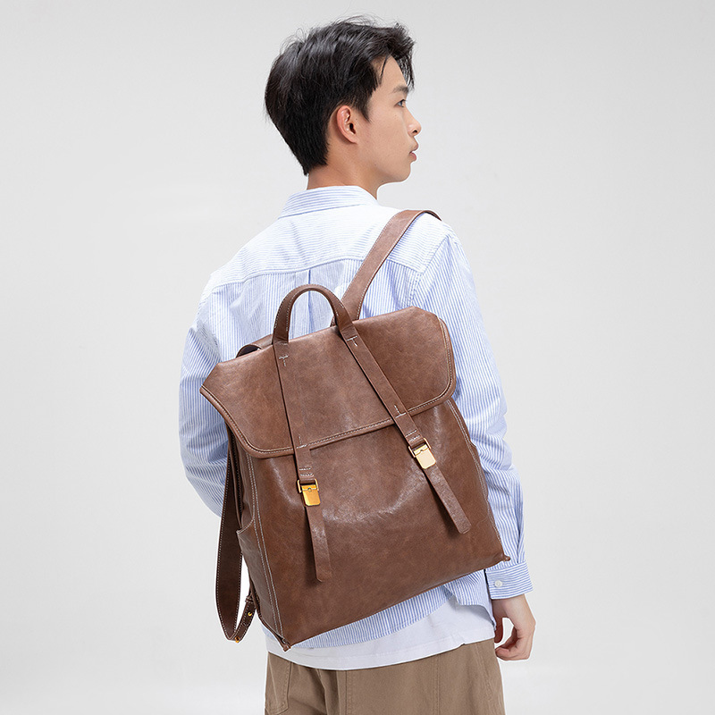 New Shanxing Series Miye Large Backpack Cheap Designer Vegetable Tanned Cowhide Computer Bag Commuter Bag