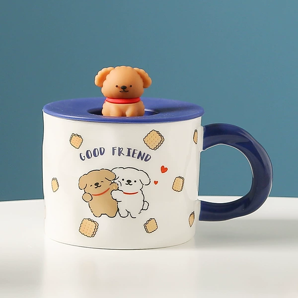 [White Lucky Dog] Cup+Silicone Covers