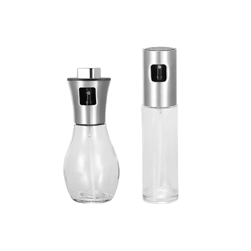 304 de acero inoxidable olla de spray de aceite creativo tipo de prensa botella de spray de aceite de cocina botella de aceite de vidrio barbacoa spray condimento botella de aceite