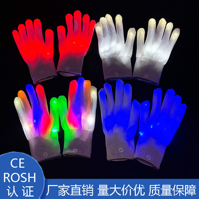guantes luminosos coloridos LED fiesta juguetes flash atmósfera Halloween bar espectáculo nocturno guantes LED props