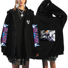 美式潮牌拉链外套男日本动漫死神Bleach周边加绒连帽开衫卫衣男
