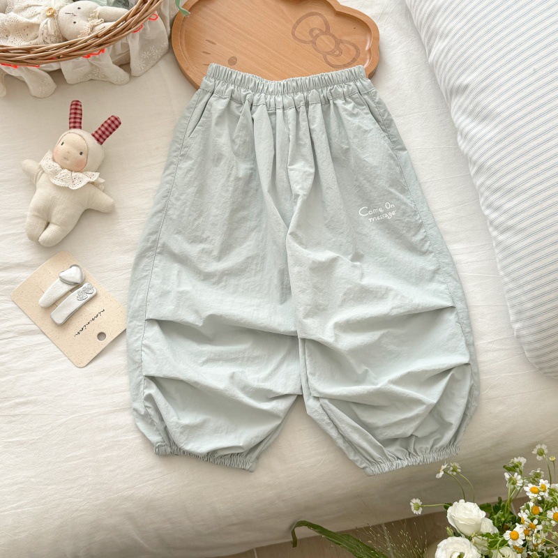 Pantalones vaqueros de encaje de siete niñas de limón salado nuevos pantalones casuales de estilo occidental para bebés pantalones rectos de nueve puntos para niños verano