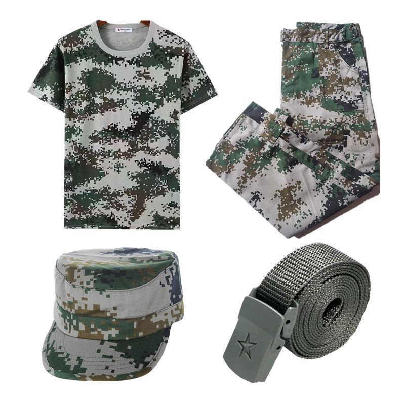 Camouflage T-Shirt Men's Suit Men's Summer Camouflage Short-Sleeved Military Training Clothing Thin Camouflage Uniform Suit for Middle School, High School and College Students Camouflage T-Shirt Men's Suit Men's Summer Camouflage Short-Sleeved Military Training Clothing Thin Camouflage Uniform Suit for Middle School, High School and College Students
