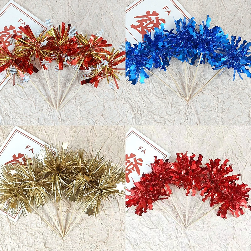 Модный декор для торта "Звездный дождь" из шелка в корейском стиле, разноцветный шелковый топпер для торта, десертный стол, бахрома, флаг