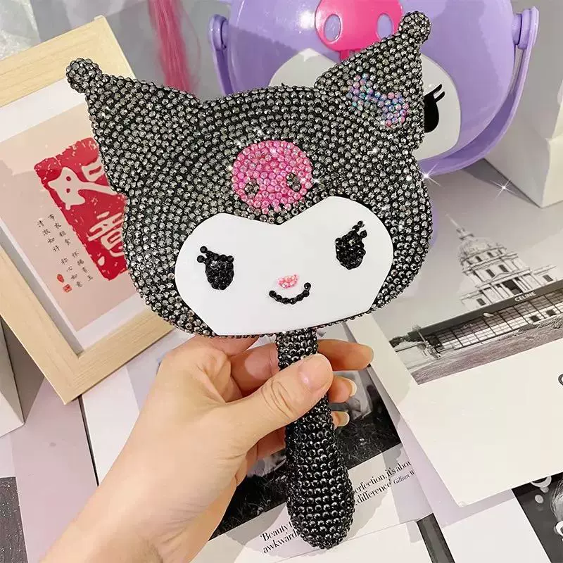 Hello Kitty, mirror handmade, shiny handheld creative materials set, keychain, DIY