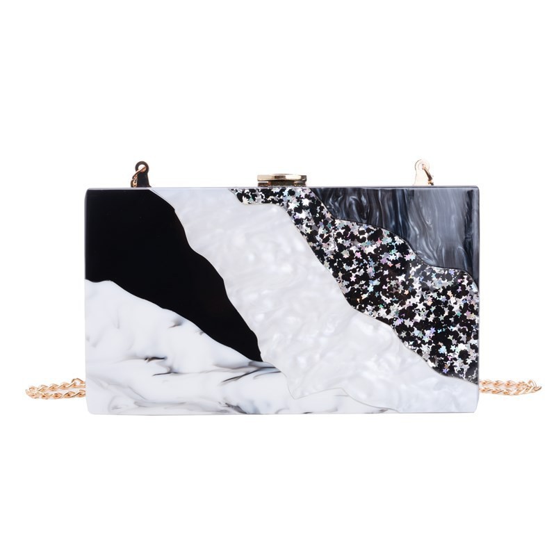 Nuevo comercio exterior transfronterizo damas bolsas de cena de empalme de color un hombro diagonal bolsas acrílicas bolsas de mano de boda