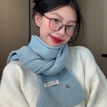 韩版小贝壳毛线围巾女冬季保暖百搭显白学院风情侣护颈针织围脖超