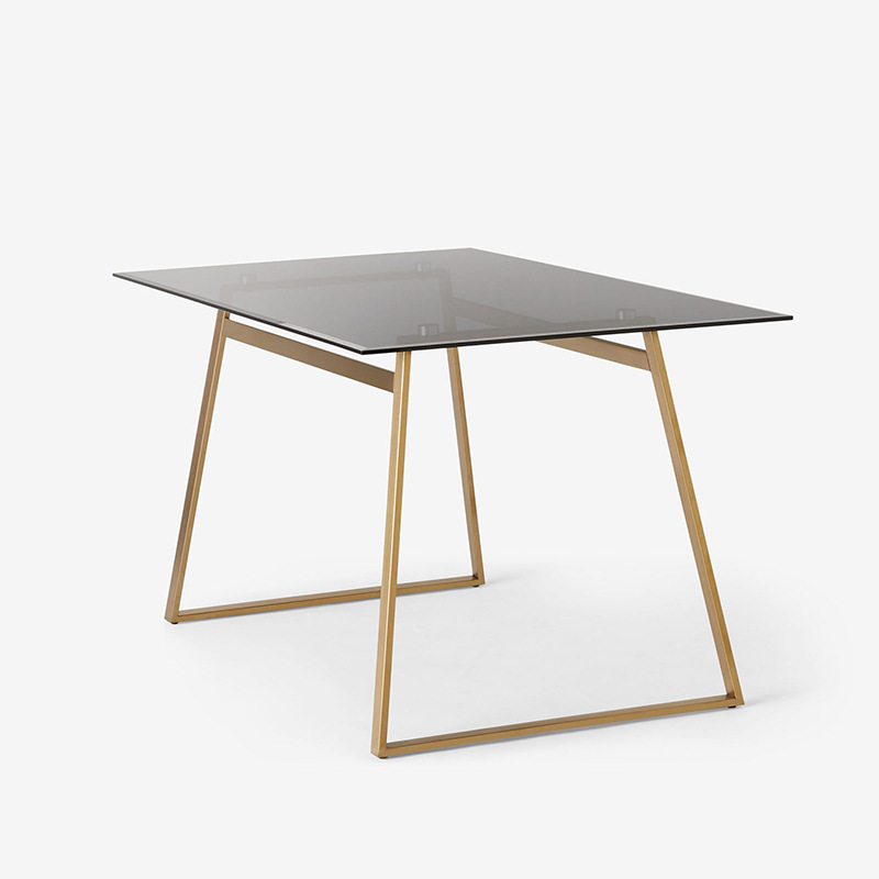 Mesa de comedor de vidrio pequeña mesa doméstica nórdica simple rectangular mesa de comedor de vidrio templado
