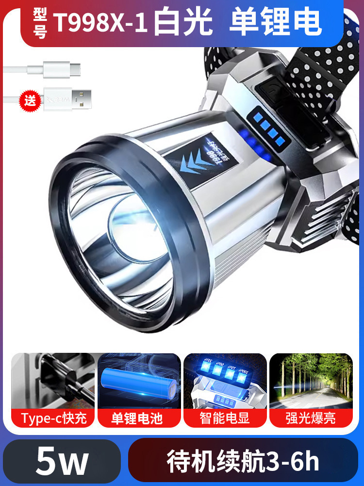 Transfronteriza nuevo faro al aire libre multifuncional lámpara de pesca nocturna impermeable brillante Faro de larga resistencia montado en la cabeza Lámpara de trabajo image 10