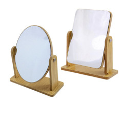 Retro Wooden Makeup Mirror, Trending Rotating Wood Beauty Mirror for Desk or Tabletop Use—Now Available in Yiwu