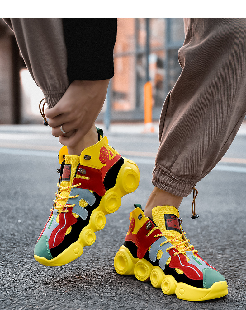 Men's Colour-matching Mesh High-top Sneakers For Men_voghion.com