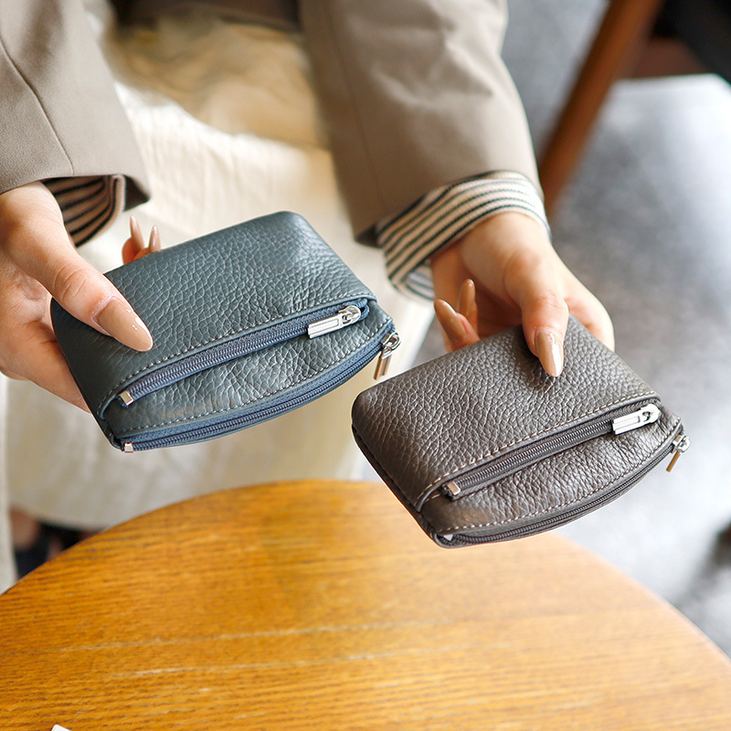 Top layer cowhide women's coin purse bus card bag Korean version of coin small wallet leather key bag factory wholesale
