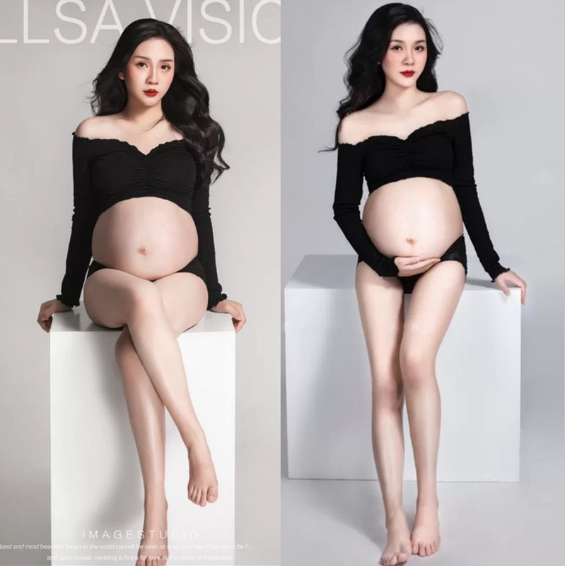European and American Simple Maternity Photo Clothing Black Split Long Sleeve Off-shoulder Off-shoulder Art Photo Studio Photography Clothes European and American Simple Maternity Photo Clothing Black Split Long Sleeve Off-shoulder Off-shoulder Art Photo Studio Photography Clothes