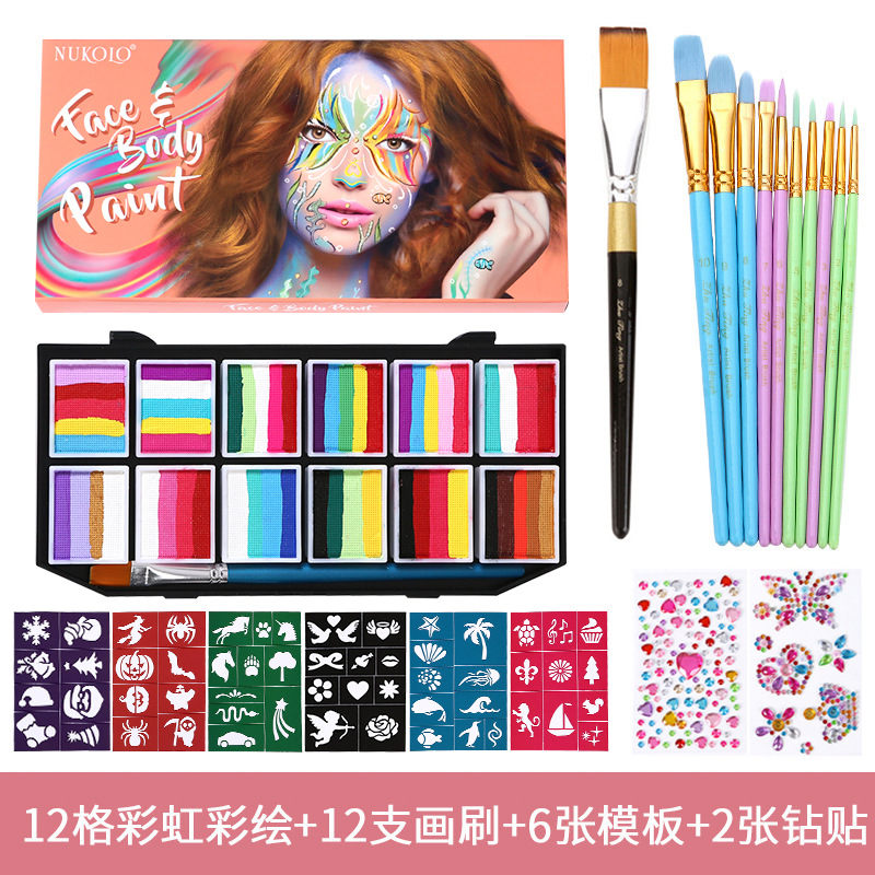 Nu-Chang transfronterizo 12 colores crema de pintura acuosa cuerpo humano pintura de pintura DIY pigmento sólido arco iris fácil de limpiar