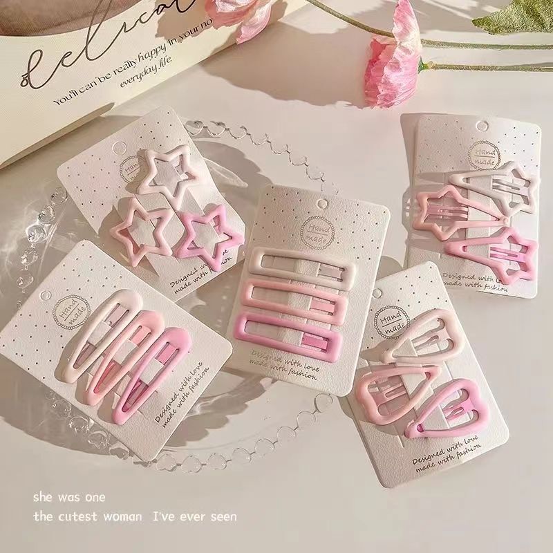 Dopamine Pink Gradient Star Hairpin Love Heart bb Clip Cute Girl Side Clip Bangs Clip Square Hairpin