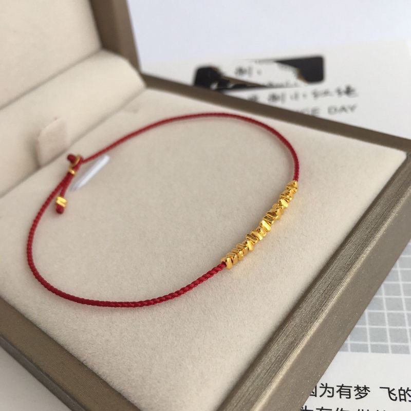 New Year's Eve New Hand-Woven Red Rope Bracelet for Women, Gold Broken Gold Anklet, Couple Bracelet