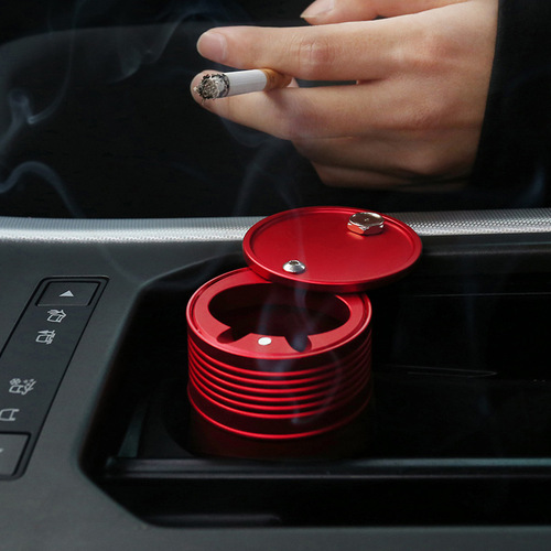 Trendy car aluminum alloy ashtray car supplies car metal flip cover new creative gift