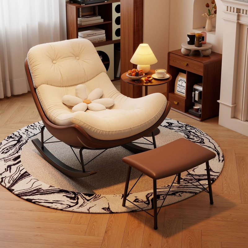 Lazy rocking chair for adults, home balcony leisure sofa chair, living room bedroom single rocking chair, cozy chair