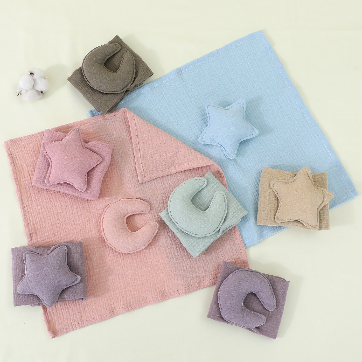 Baby toallas calmante estrellas y luna recién nacidos para dormir juguetes mordidos toallas de saliva toallas de doble abrazadera para dormir