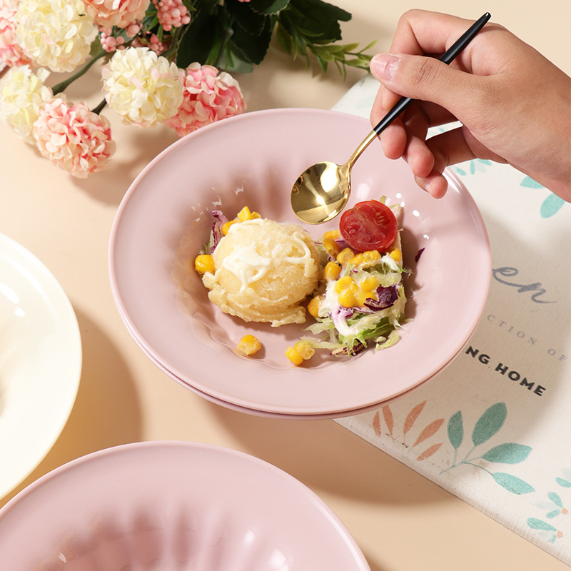 Ins-Style Cream-Colored High-Value Plastic Fruit Plate for Home Use, Light Luxury Set with Deep Salad Bowl and Exquisite Plates