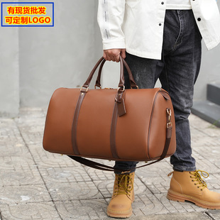 Korean Style New Style Travel Bag Large Capacity Portable Travel Luggage Bag Dry and Wet Separation Soft Leather Solid Color Fitness Bag