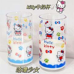Kitty猫牛乳妹ガラスストローダイヤルカップかわいいアニメいちご女の子ジュースカップ朝食ミルクカップ
