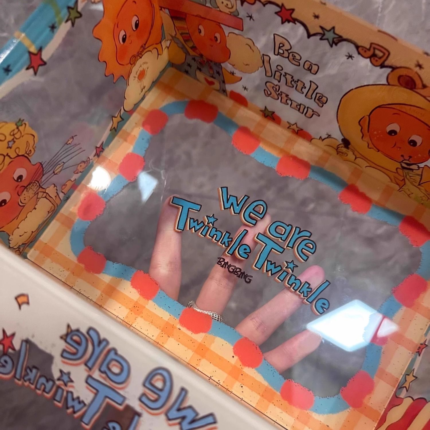 かわいいスターマンアクリル収納ボックスガールハートデスクトップフリップオーガナイザー収納ボックス学生文具雑貨ボックス